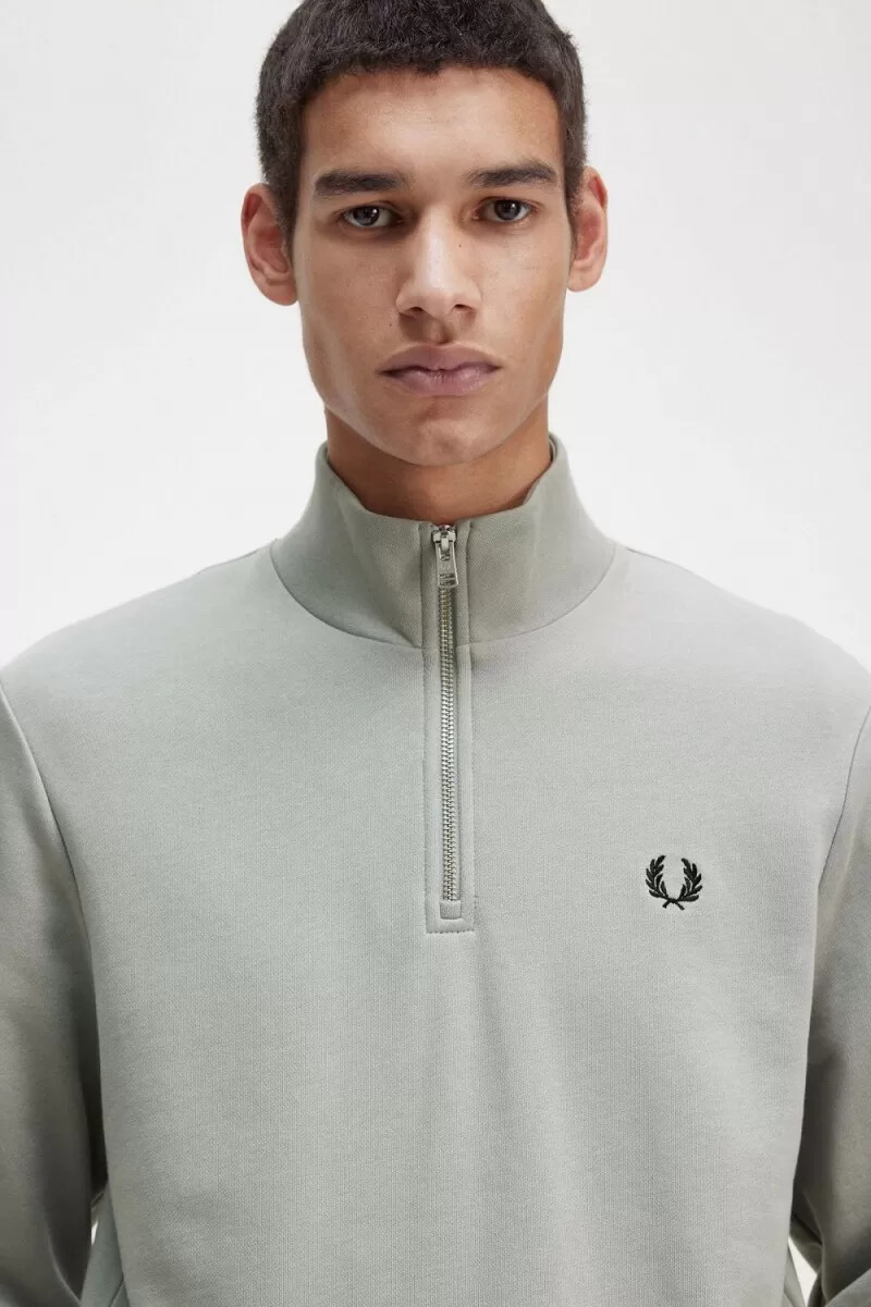 sudadera fred perry con media cremallera para hombre en gris