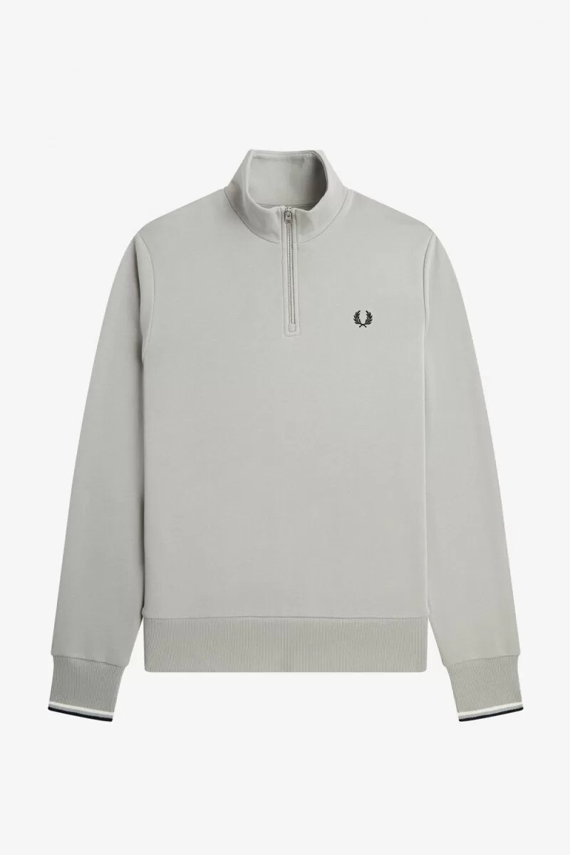 sudadera fred perry con media cremallera para hombre en gris