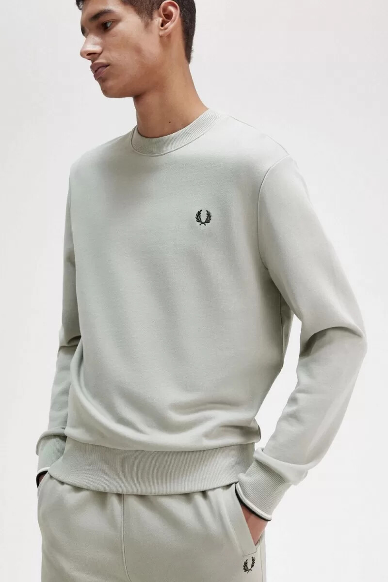 sudadera fred perry con cuello redondo para hombre en gris