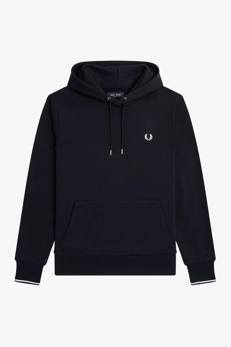 sudadera con capucha y ribete de fred perry para hombre color azul marino