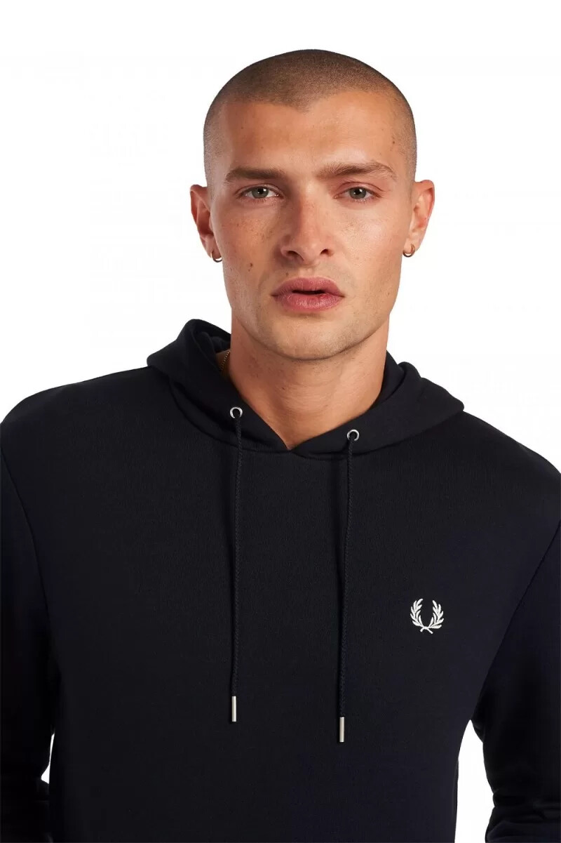 sudadera con capucha y ribete de fred perry para hombre color azul marino