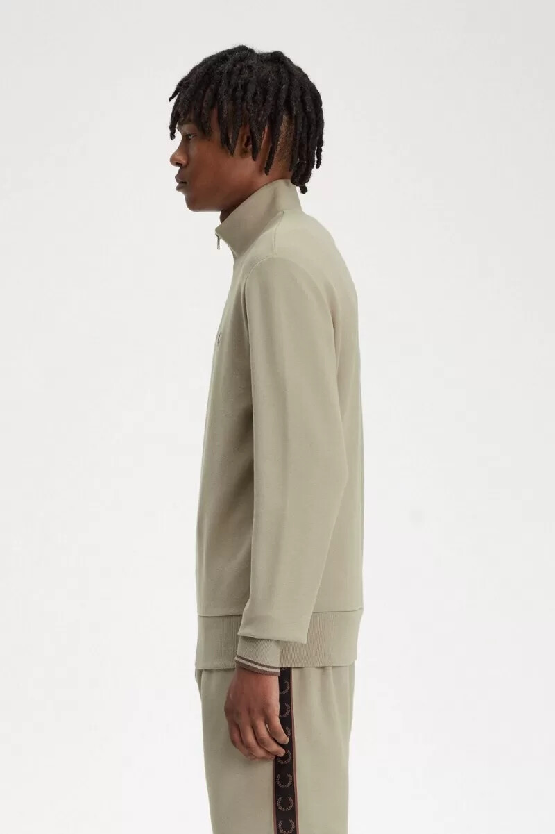 sudadera fred perry con media cremallera para hombre gris cálido rojo oscuro