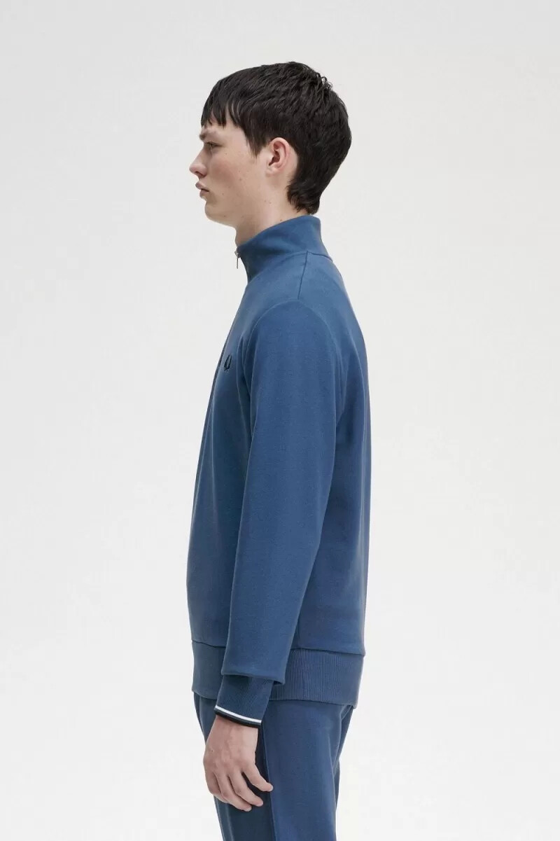 sudadera fred perry con media cremallera para hombre azul medianoche