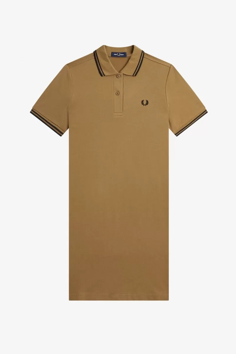 vestido fred perry con camisa con ribete doble para mujer color marrón