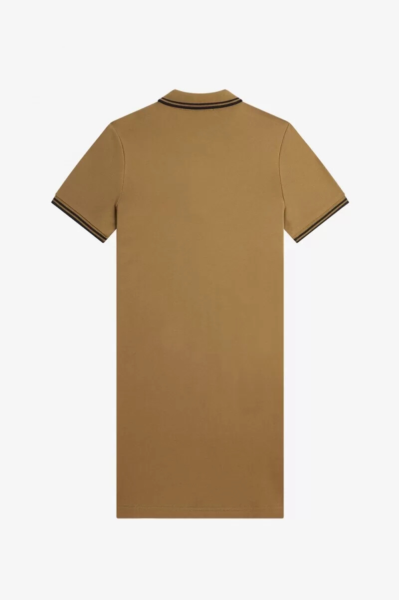 vestido fred perry con camisa con ribete doble para mujer color marrón