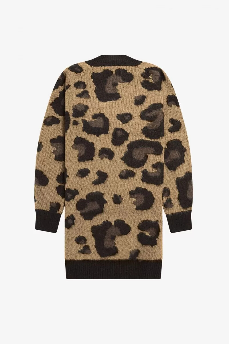 vestido de punto de leopardo para mujer de fred perry con estampado de leopardo tonal
