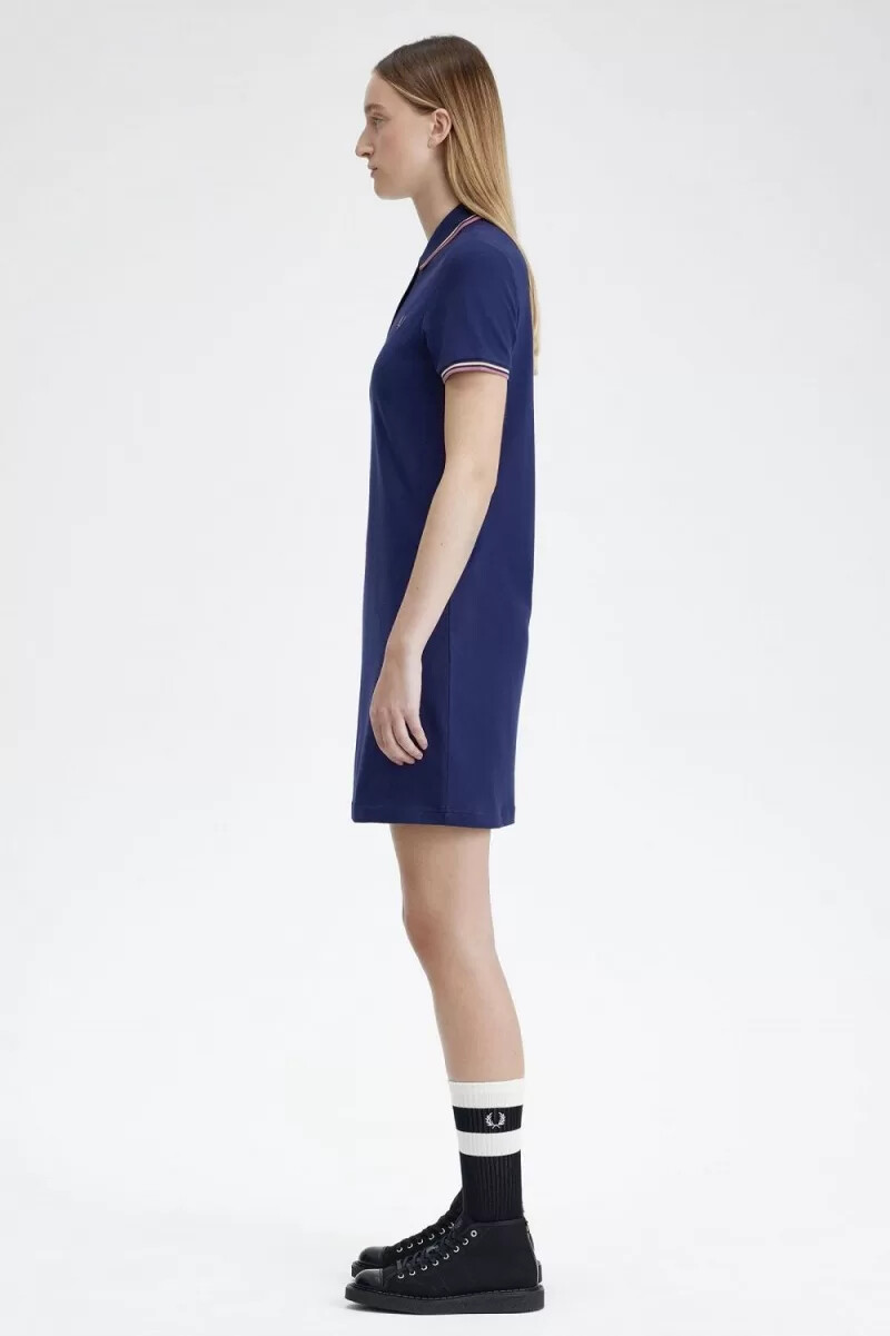 vestido fred perry twin tipped shirt para mujer azul marino francés