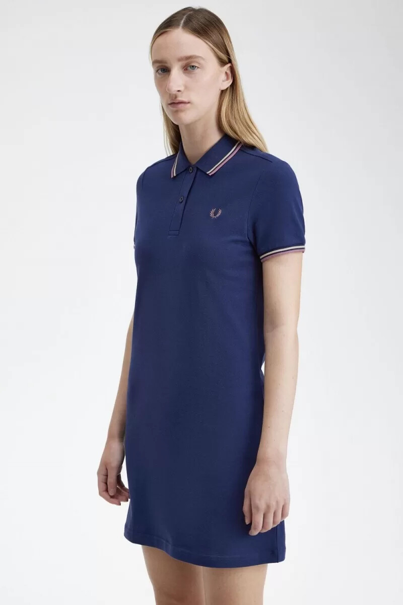 vestido fred perry twin tipped shirt para mujer azul marino francés
