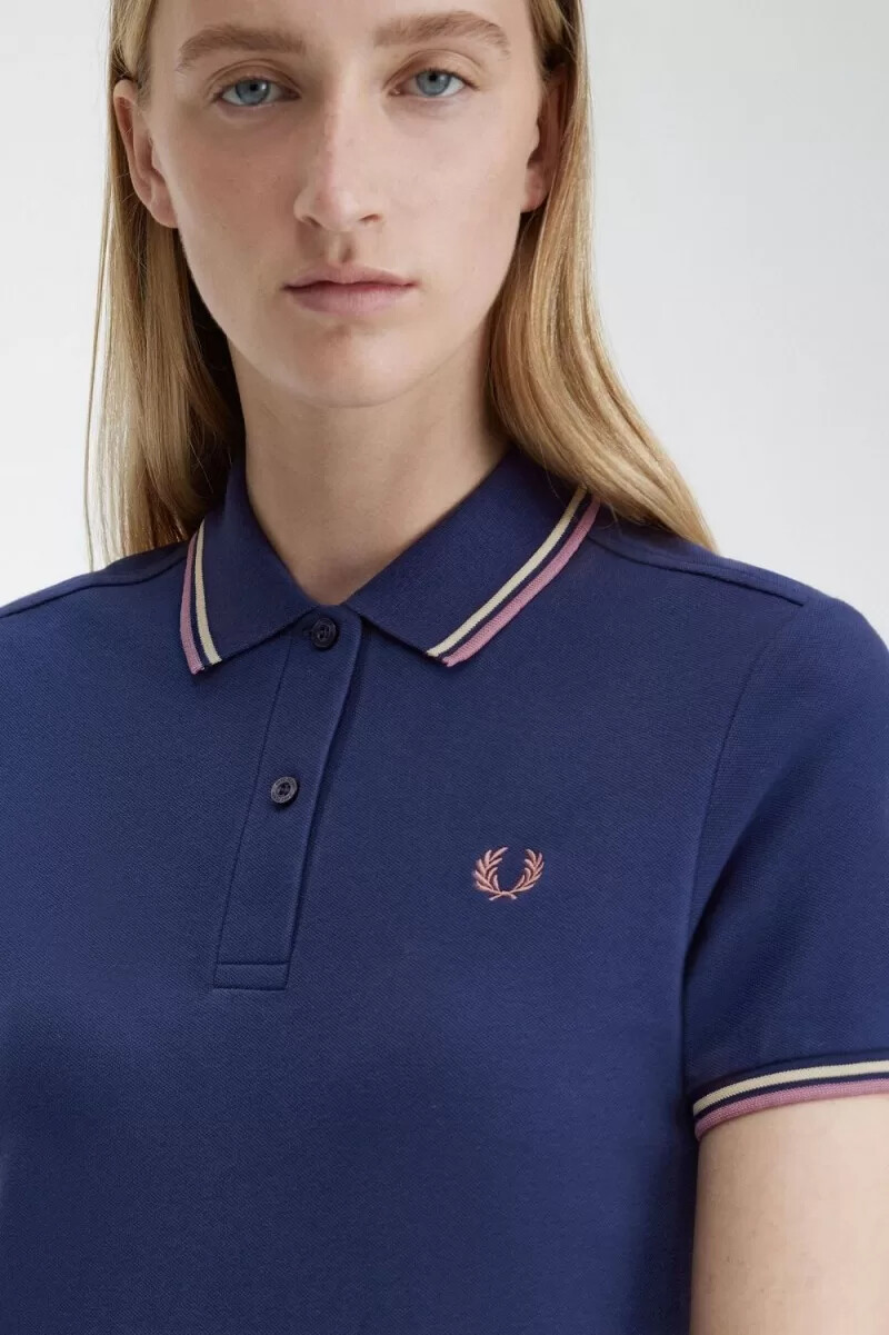 vestido fred perry twin tipped shirt para mujer azul marino francés
