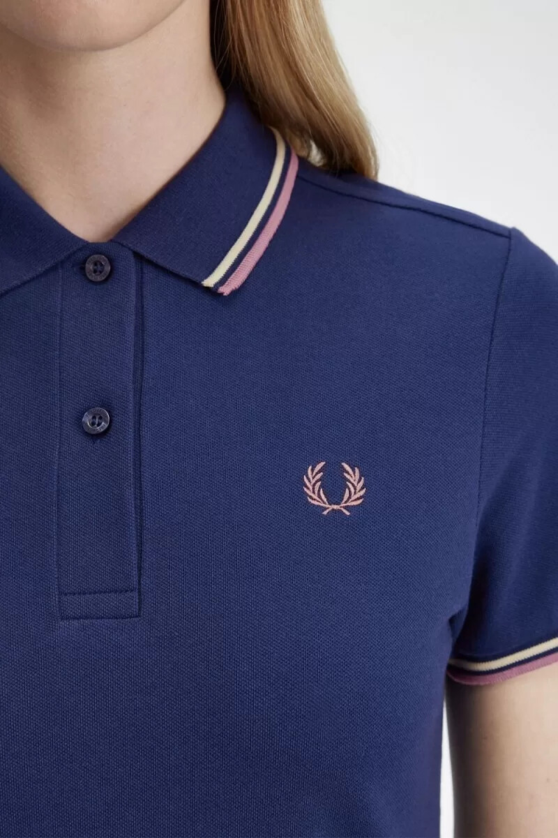 vestido fred perry twin tipped shirt para mujer azul marino francés