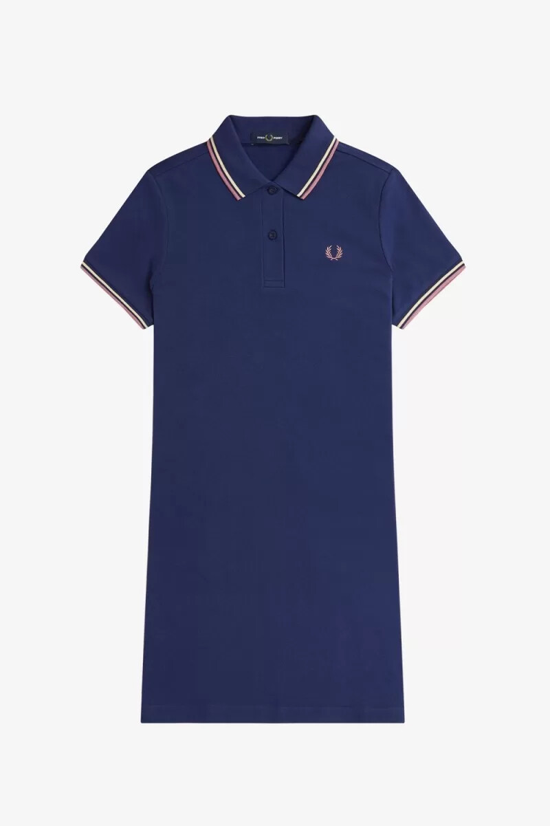 vestido fred perry twin tipped shirt para mujer azul marino francés