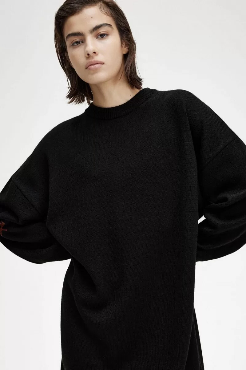 vestido de punto con corona de laurel de fred perry para mujer color negro