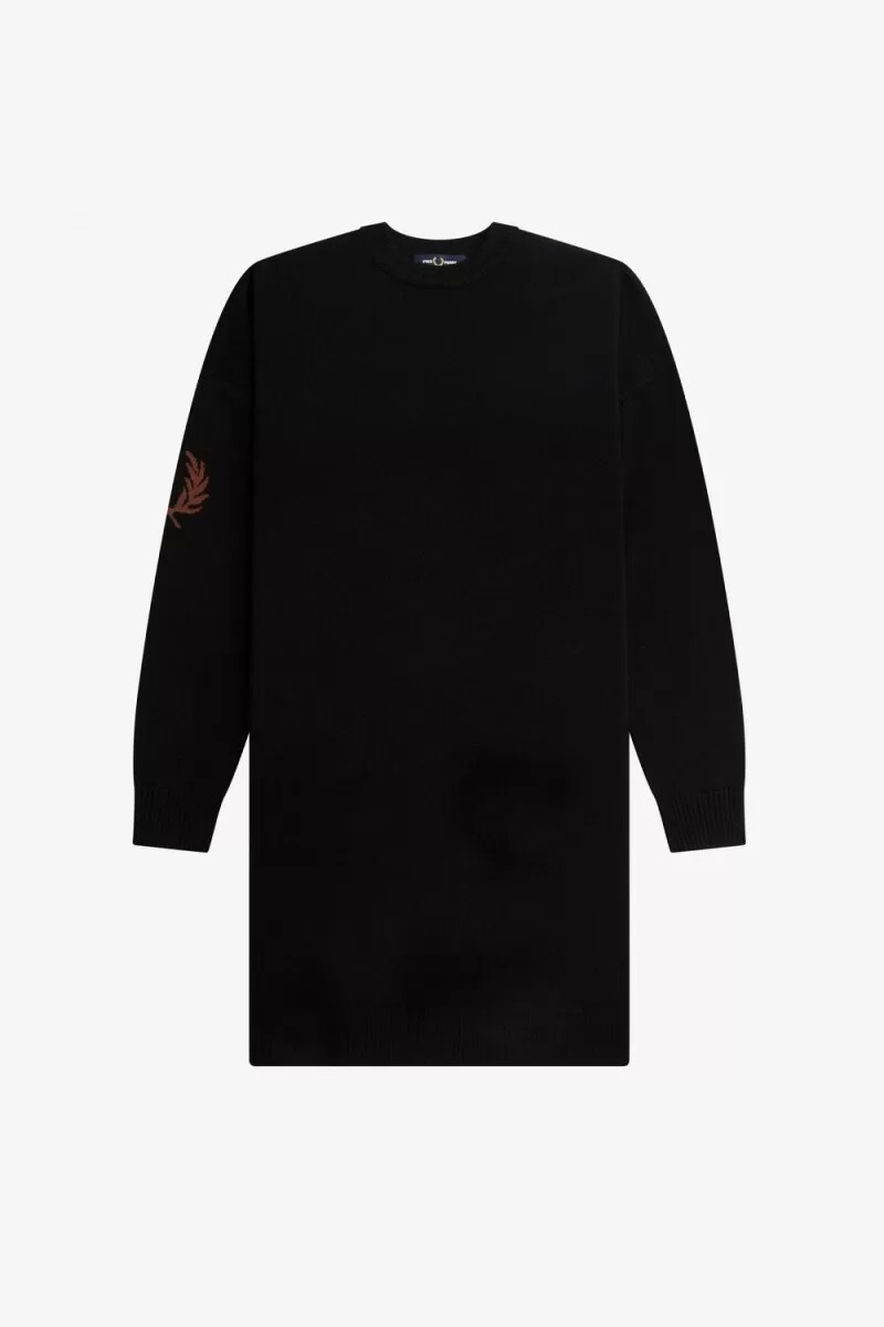 vestido de punto con corona de laurel de fred perry para mujer color negro