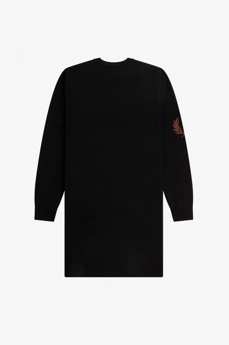 vestido de punto con corona de laurel de fred perry para mujer color negro