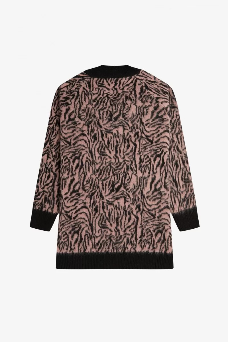 vestido de punto de cebra de fred perry para mujer en rosa empolvado