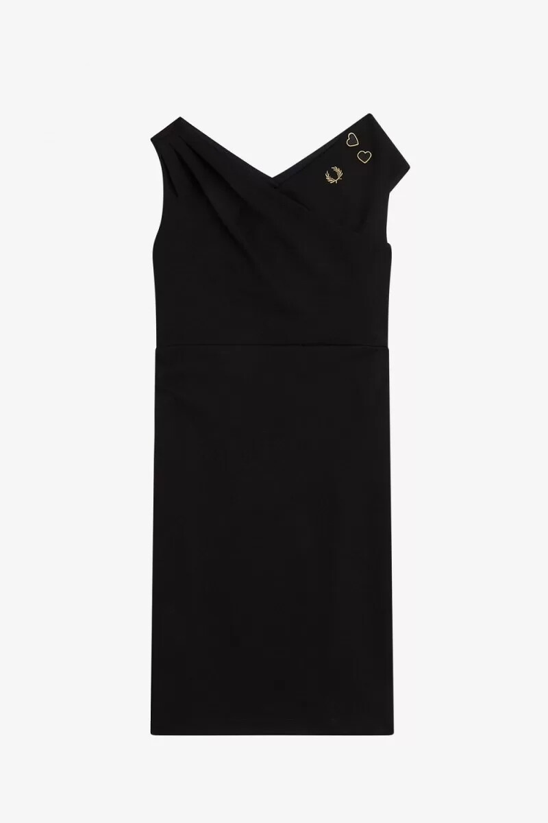 vestido fred perry con hombros descubiertos para mujer color negro