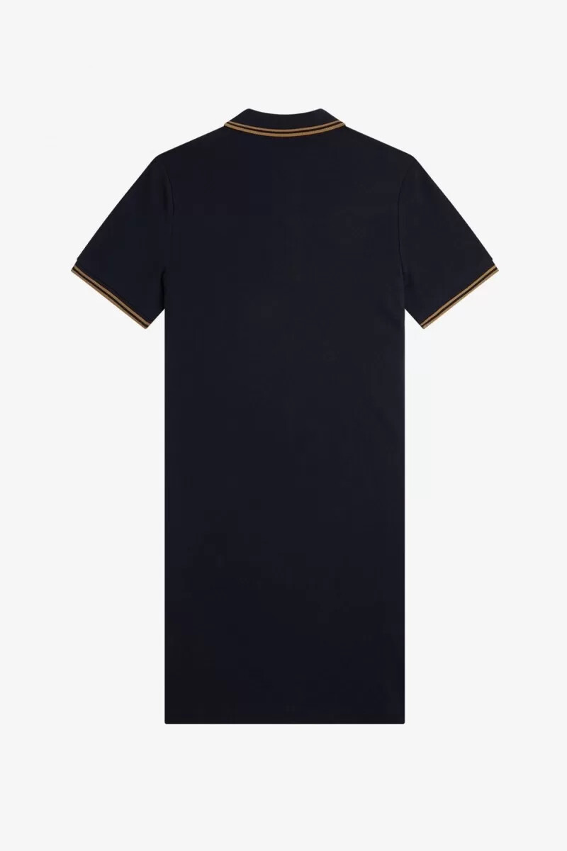 camisa fred perry con ribete doble para mujer azul marino