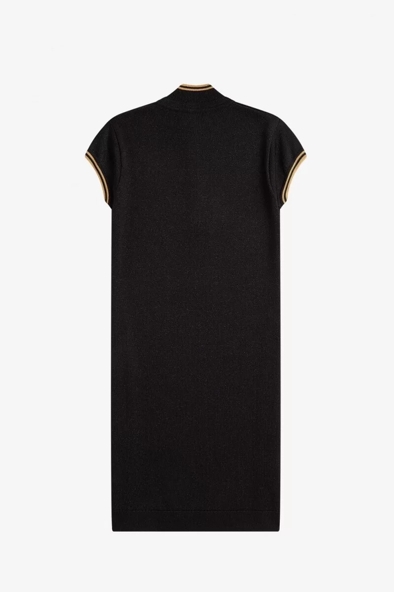 vestido de punto metalizado fred perry para mujer color negro