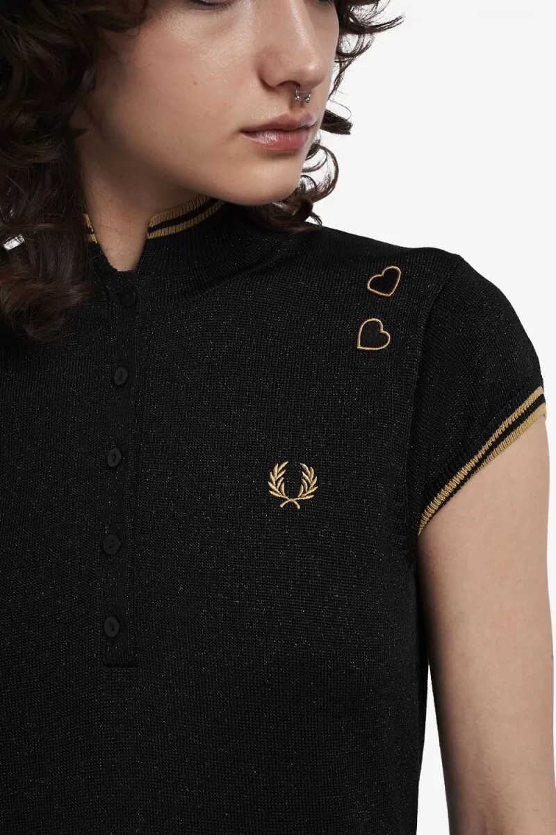 vestido de punto metalizado fred perry para mujer color negro