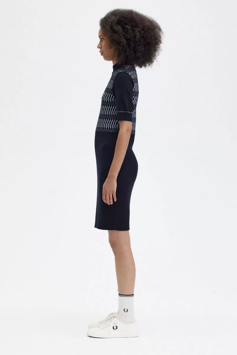 vestido de punto jacquard para mujer de fred perry azul marino