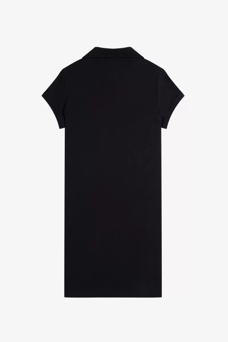 vestido de piqué bordado fred perry para mujer color negro