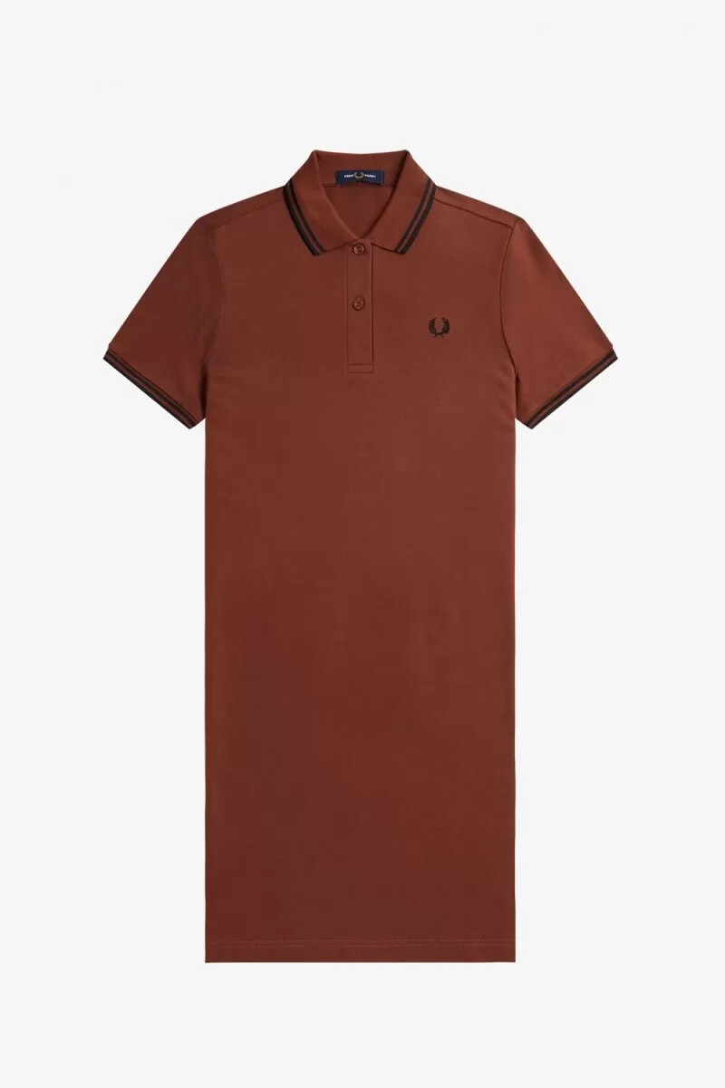 camisa fred perry twin tipped para mujer color marrón whisky y negro
