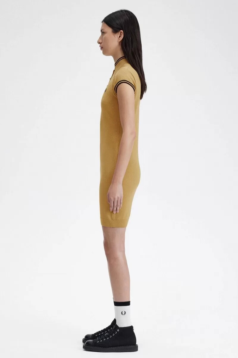 vestido de punto metalizado fred perry para mujer dorado 1964