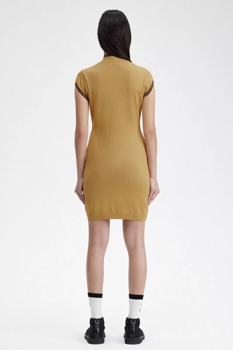 vestido de punto metalizado fred perry para mujer dorado 1964
