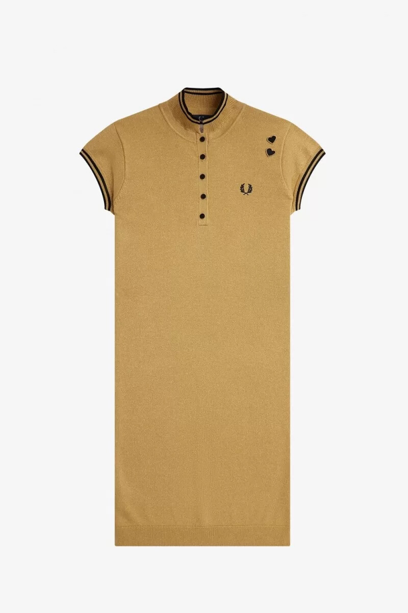 vestido de punto metalizado fred perry para mujer dorado 1964