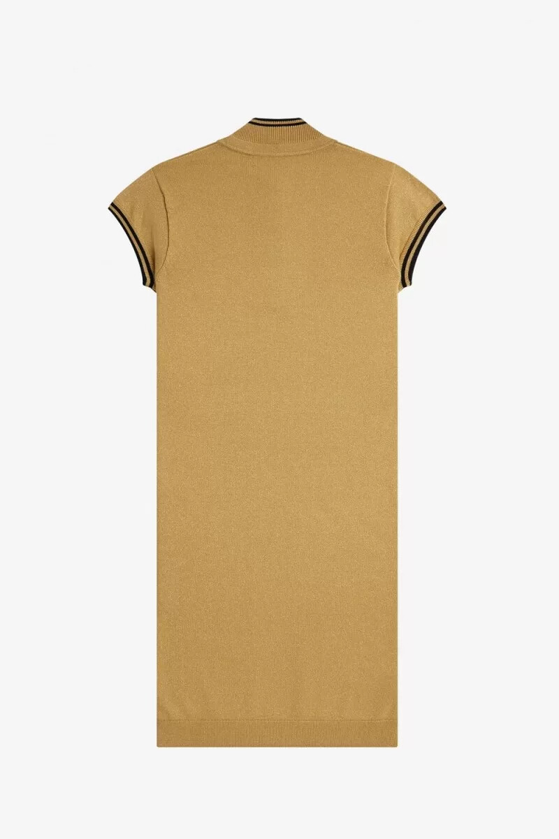 vestido de punto metalizado fred perry para mujer dorado 1964