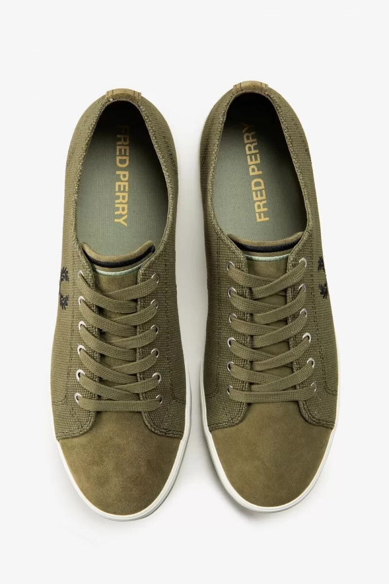 zapatillas de lona fred perry kingston para hombre color verde uniforme
