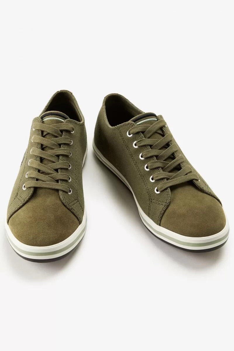 zapatillas de lona fred perry kingston para hombre color verde uniforme