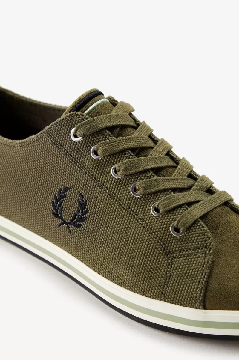 zapatillas de lona fred perry kingston para hombre color verde uniforme