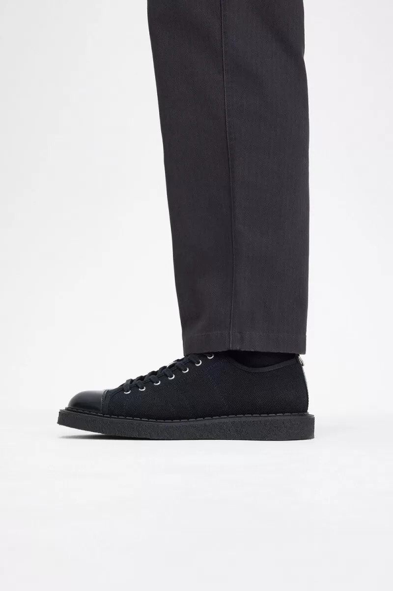 zapatillas de lona fred perry canvas monkey para mujer color negro