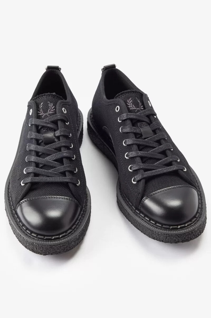 zapatillas de lona fred perry canvas monkey para mujer color negro