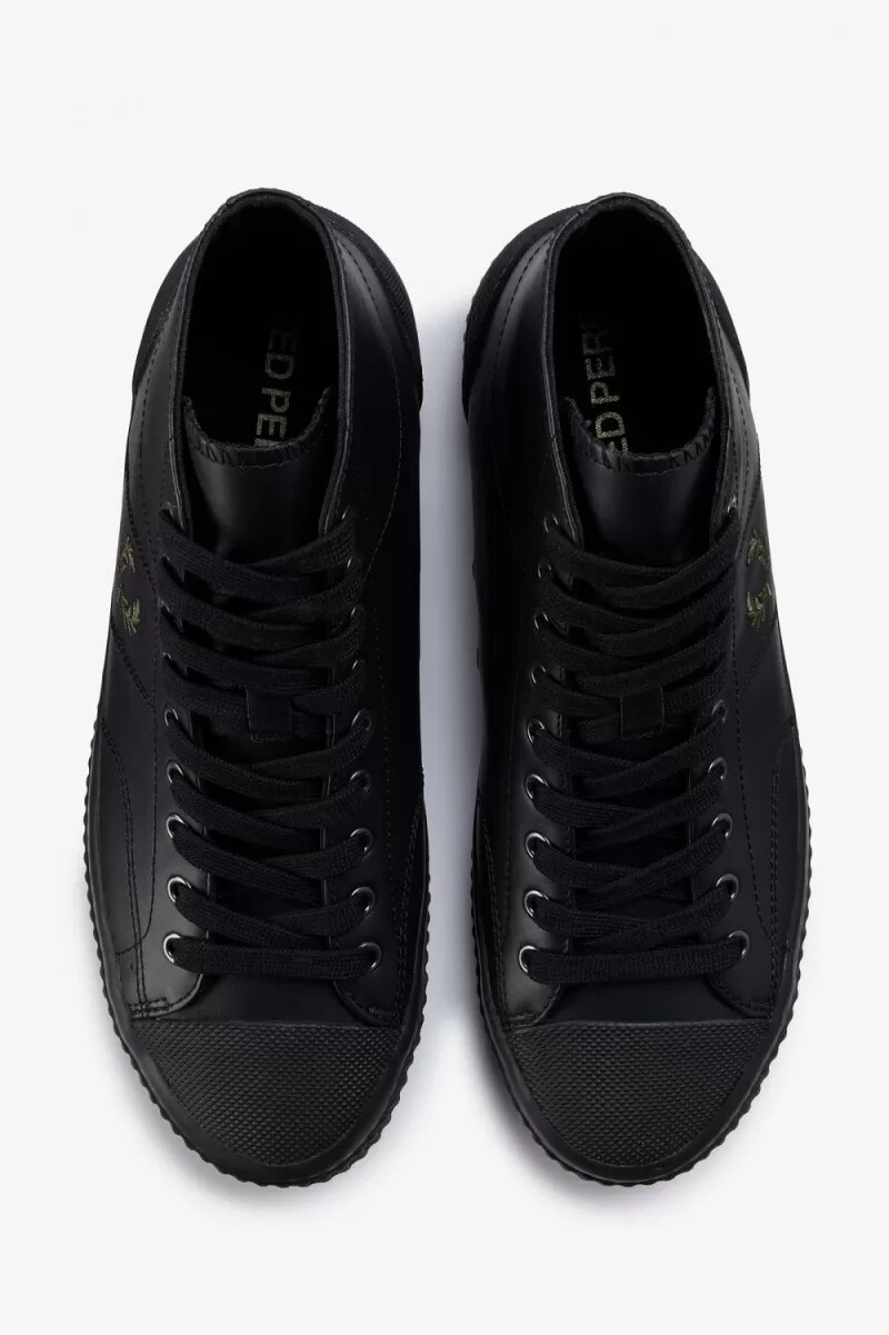 zapatillas de lona fred perry mid hughes para mujer color negro y verde uniforme