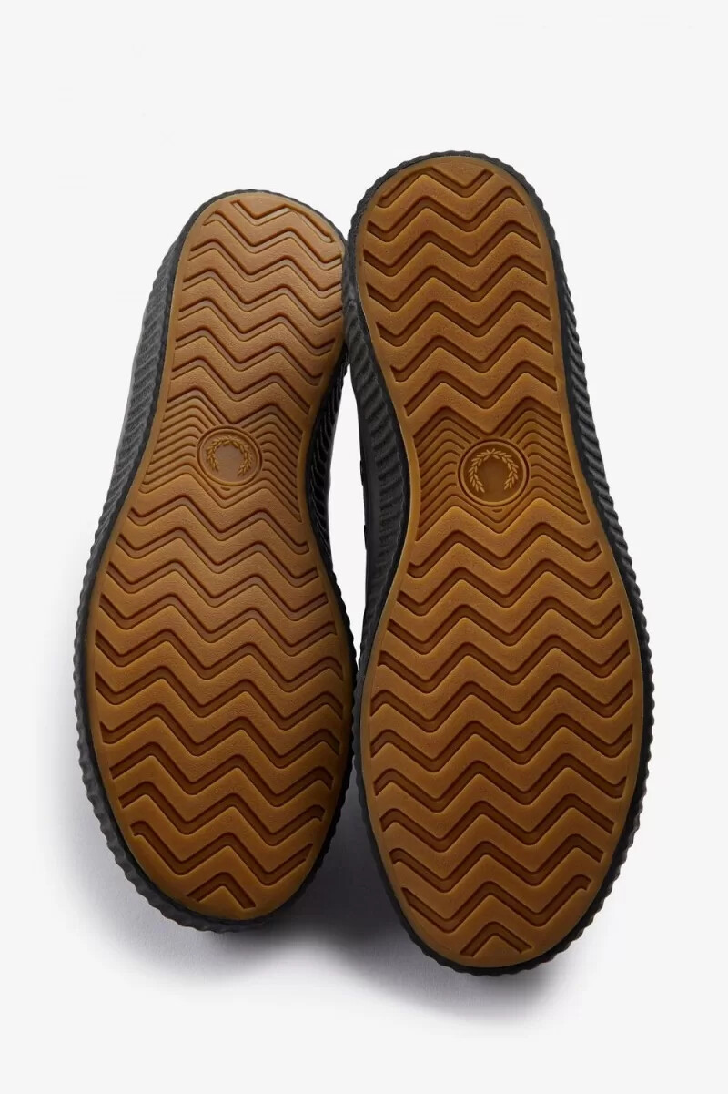 zapatillas de lona fred perry mid hughes para mujer color negro y verde uniforme
