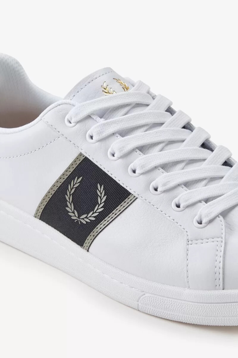 zapatillas de tenis fred perry b721 para hombre color blanco y gris cálido