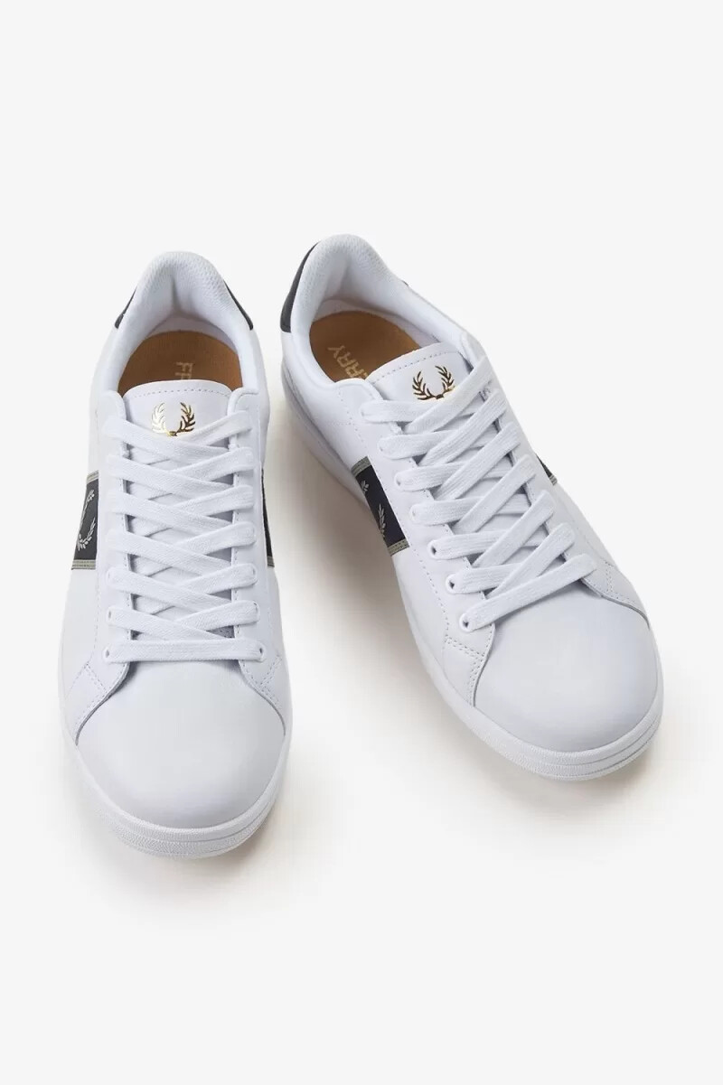 zapatillas de tenis fred perry b721 para hombre color blanco y gris cálido