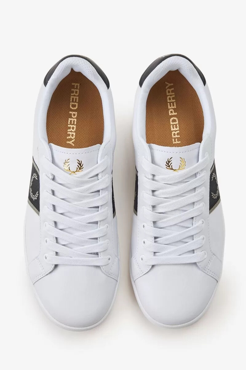 zapatillas de tenis fred perry b721 para hombre color blanco y gris cálido
