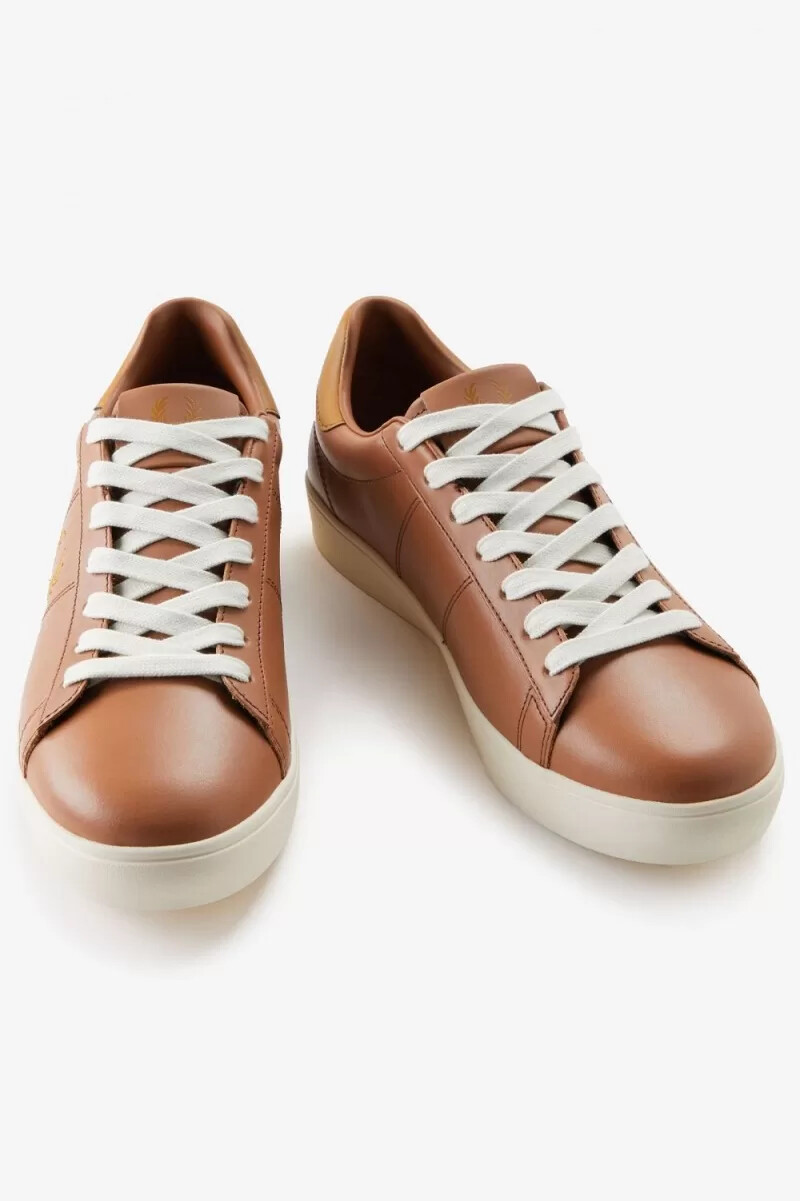 zapatillas de tenis fred perry spencer para hombre color tostado oscuro y café oscuro