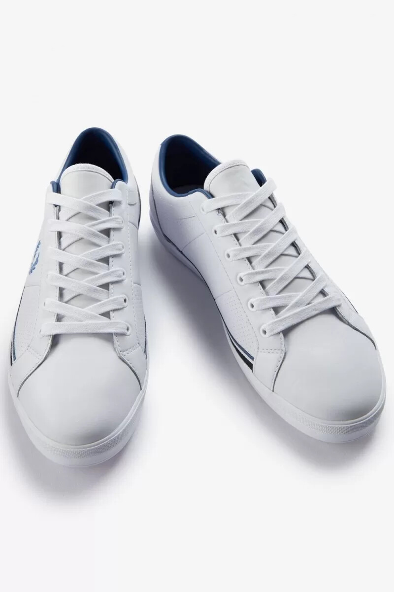 zapatillas de tenis fred perry perforated baseline para hombre color blanco y azul medio