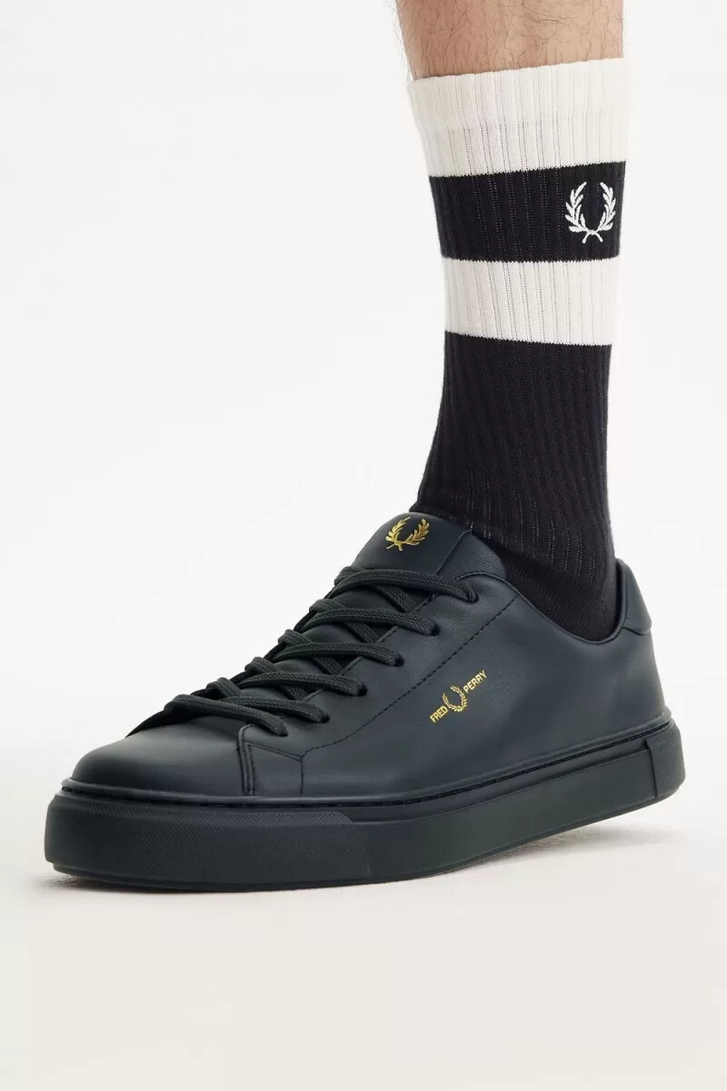 zapatillas de tenis fred perry b71 para hombre color verde noche y dorado