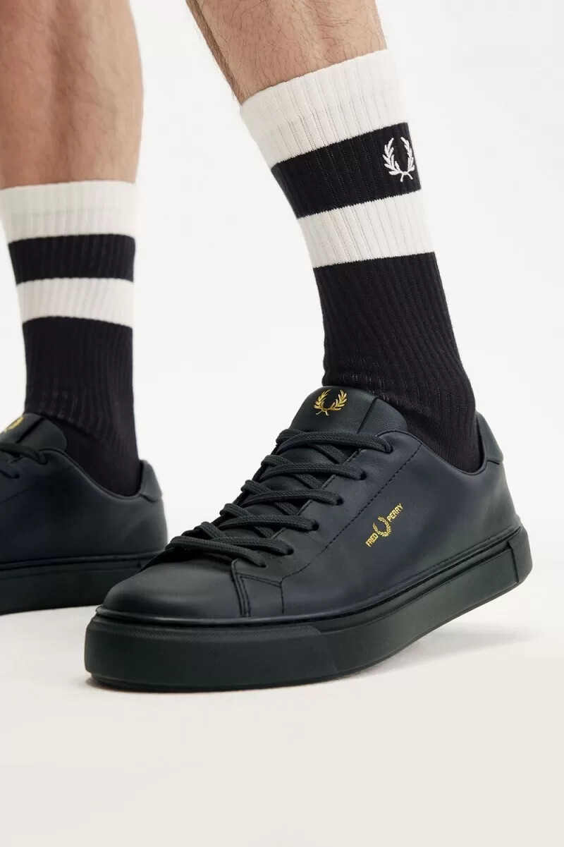 zapatillas de tenis fred perry b71 para hombre color verde noche y dorado