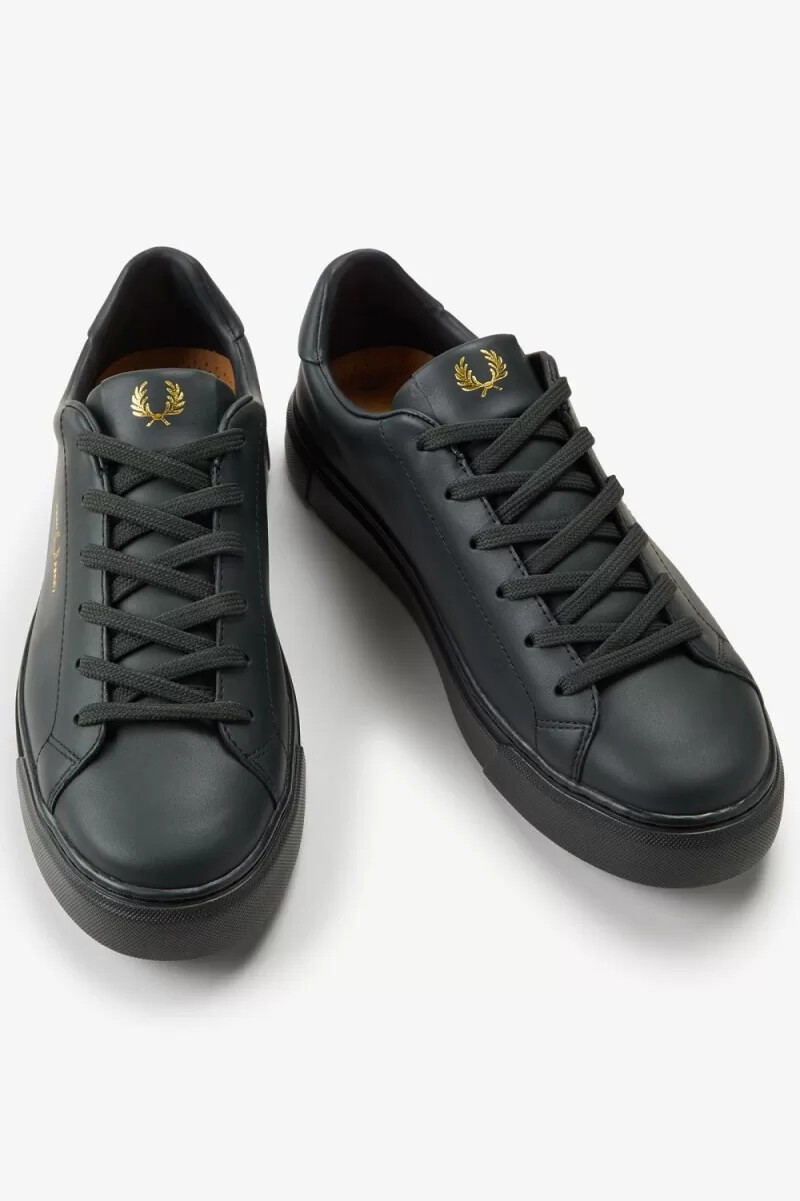 zapatillas de tenis fred perry b71 para hombre color verde noche y dorado
