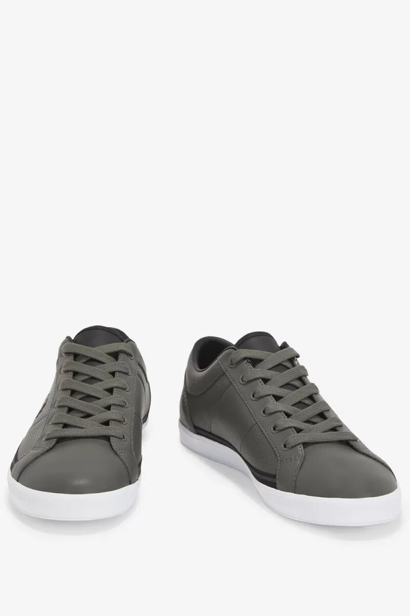 zapatillas de tenis fred perry perforated baseline para hombre color verde campo y negro