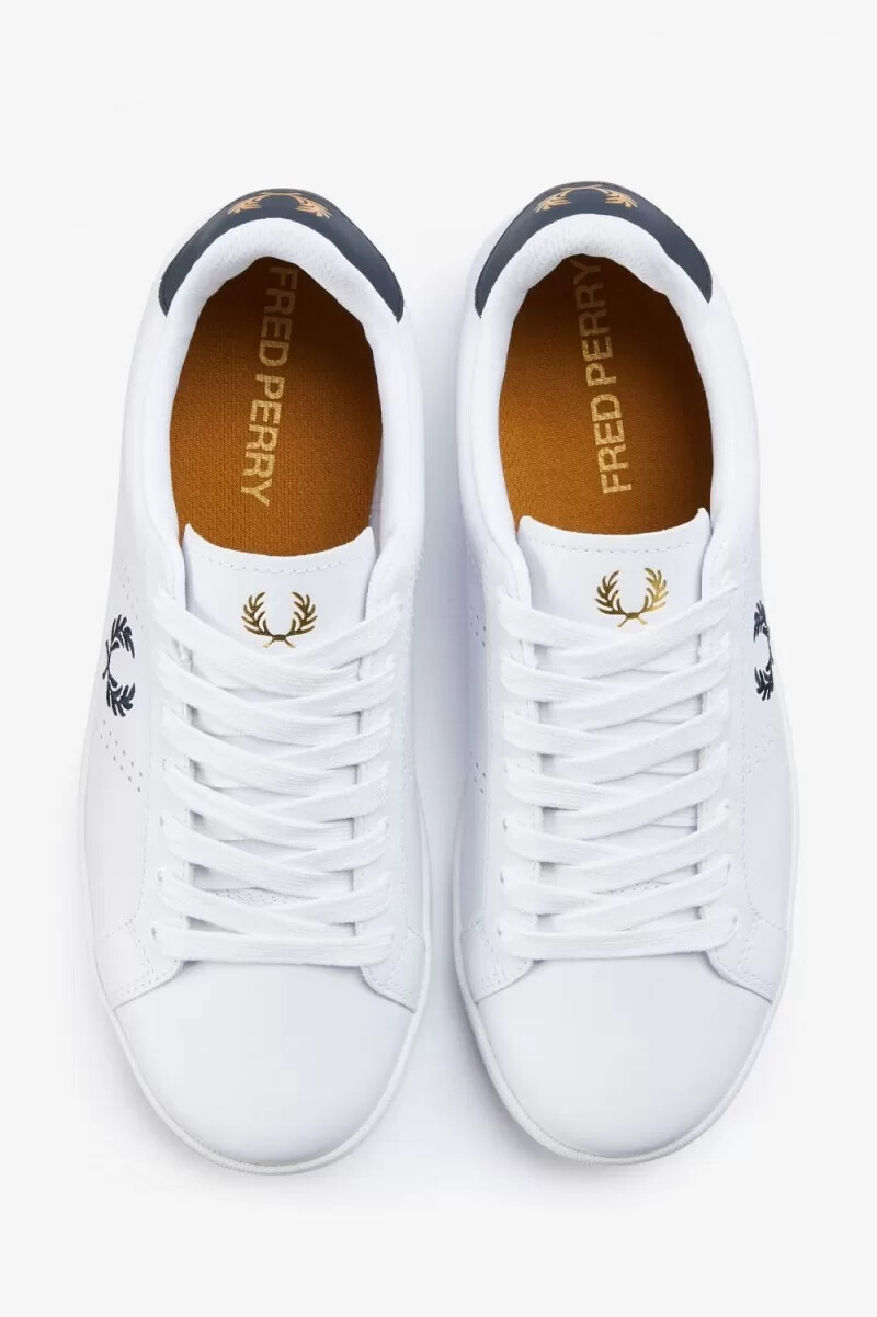 zapatillas de tenis fred perry b721 para hombre color blanco y azul marino