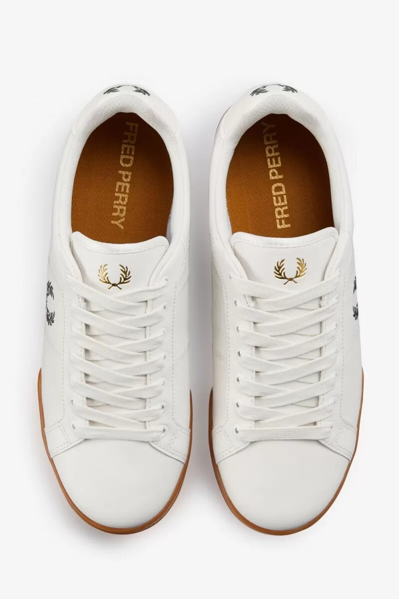 zapatillas de tenis fred perry b722 para hombre color blanco nieve y verde campo