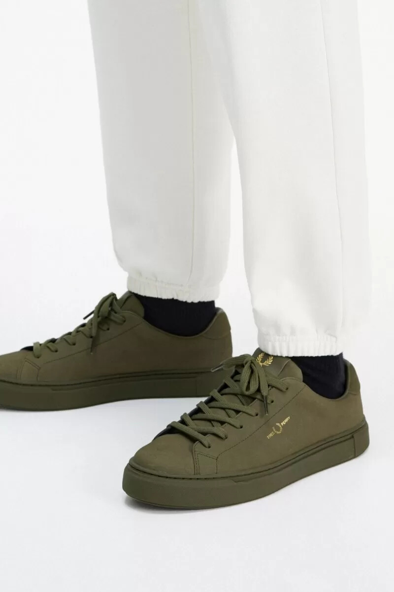 zapatillas de tenis fred perry b71 para hombre color verde y dorado