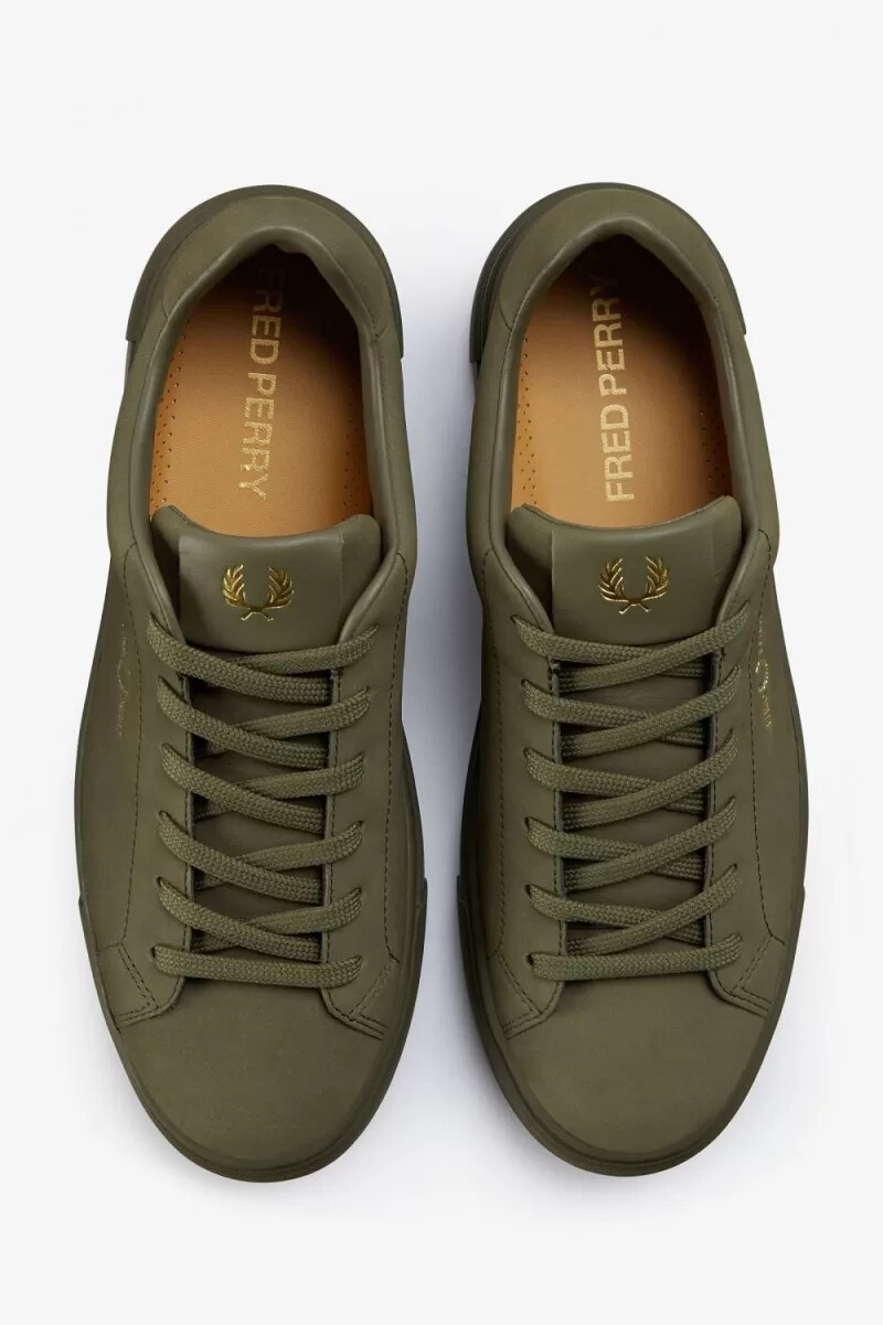 zapatillas de tenis fred perry b71 para hombre color verde y dorado